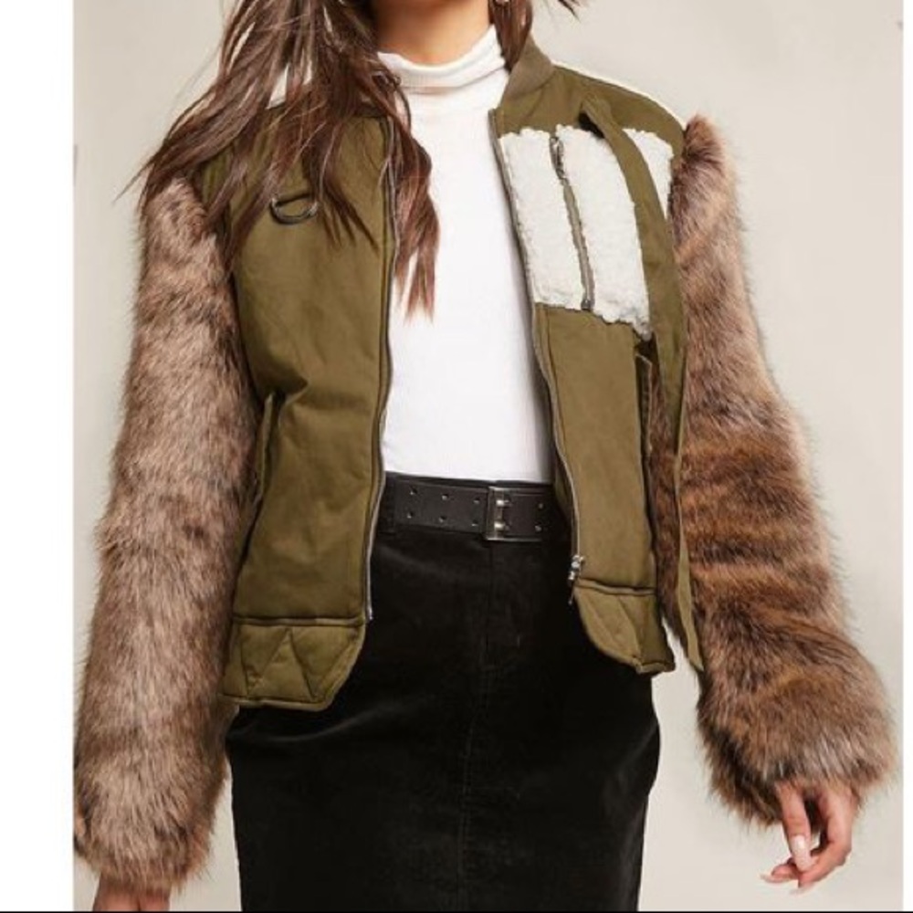 Faux Fur/ leather Bomber